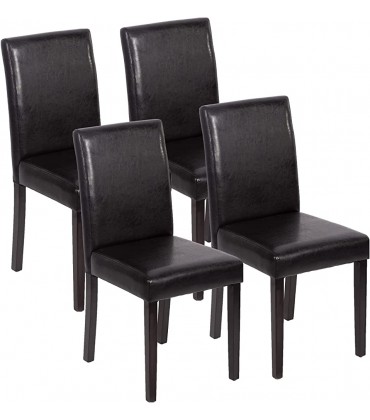 Dining Chairs Dining Room Chairs Parsons Set of 4 Dining Side Chairs for Home Kitchen Living Room Leather Black