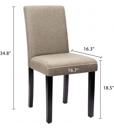 Dining Chairs Fabric Upholstered Parson Urban Style Kitchen Side Padded Chair with Solid Wood Legs Set of 4 Beige