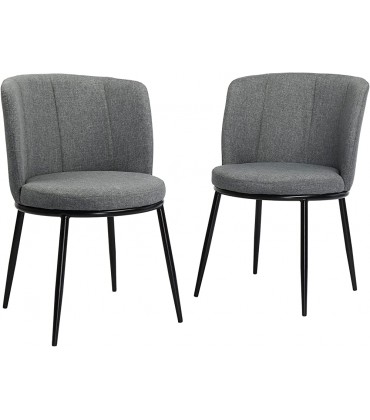 Grey Dining Chairs Set of 2,Mid Century Modern Kitchen&Dining Room Chairs,Upholstered Fabric Dining Room Armless Chair for Home Kitchen,Living Room