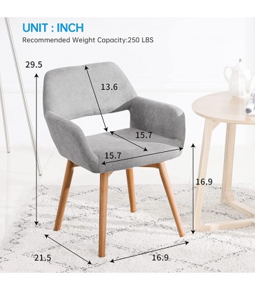 Homy Grigio Modern Dining Chairs Set of 4 Kitchen & Dining Room Chairs Dining Chairs Set of 2 for Living Room Bedroom Dining Room Arm Chairs Guest with Solid Wood Legs Set of 2,Gray