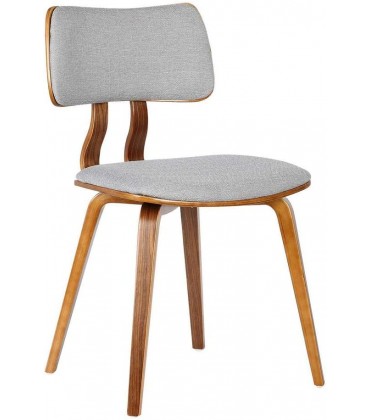 Living Jaguar Dining Chair in Grey Fabric and Walnut Wood Finish 18D x 20W x 29H in