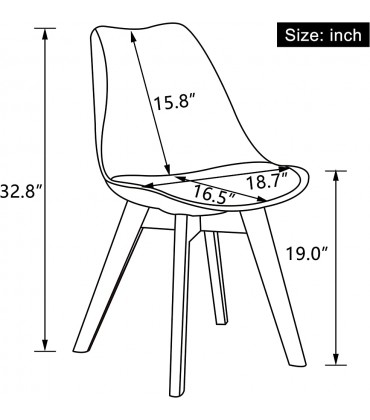 Mid Century Modern Dining Chairs,Shell Lounge Plastic Side Chair with Soft Padded and Wooden Legs for Dining Room Living Room Bedroom Kitchen Set of 2 White