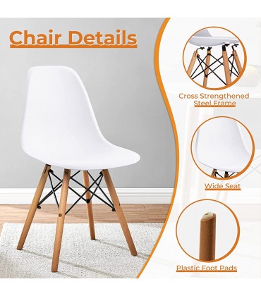 Pre Assembled Mid Century Modern Style Dining Chair DSW Shell Plastic Chair Kitchen Dining Living Room Side Chairs Set of 4 White