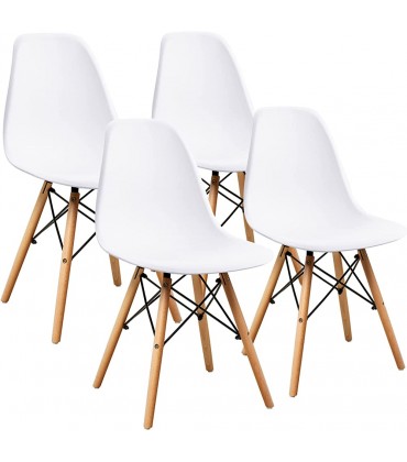 Pre Assembled Mid Century Modern Style Dining Chair DSW Shell Plastic Chair Kitchen Dining Living Room Side Chairs Set of 4 White