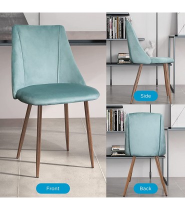 Velvet Dining Chair Set of 2 Accent Chair with Metal Legs Modern Dining Room Chairs with Soft Seat for Dining Room Make Up Room Lake Green