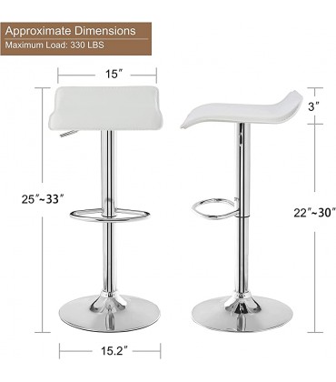 Bar Stools Set of 4 Swivel Bar Chairs Adjustable Counter Bar Stools Modern Armless PVC Stools for Kitchen Island Bar Dining Room Party White