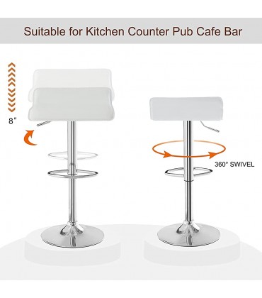 Bar Stools Set of 4 Swivel Bar Chairs Adjustable Counter Bar Stools Modern Armless PVC Stools for Kitchen Island Bar Dining Room Party White