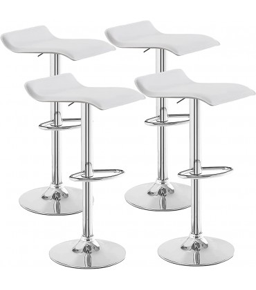 Bar Stools Set of 4 Swivel Bar Chairs Adjustable Counter Bar Stools Modern Armless PVC Stools for Kitchen Island Bar Dining Room Party White