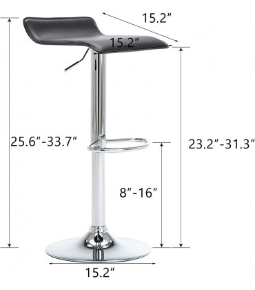 Contemporary Chrome Air Lift Adjustable Swivel Bar Stool Set of 2 Black