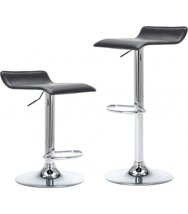 Contemporary Chrome Air Lift Adjustable Swivel Bar Stool Set of 2 Black